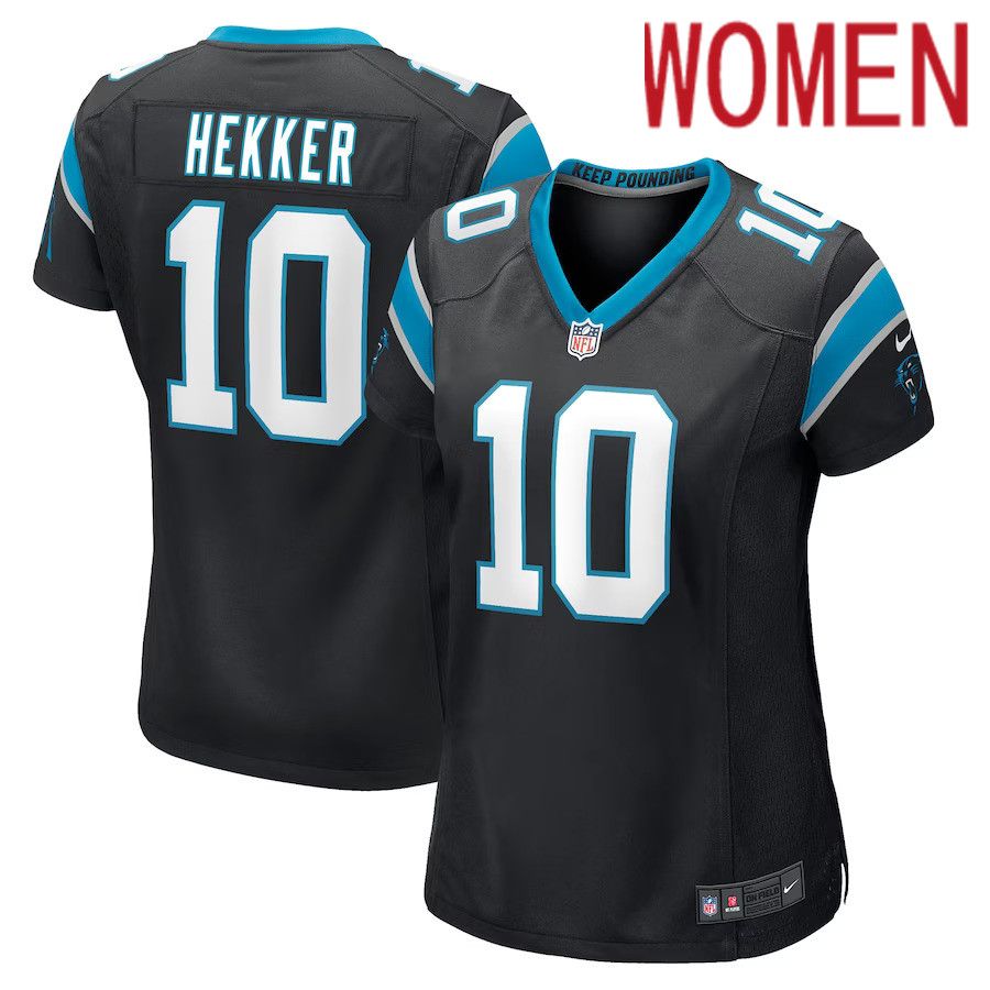 Women Carolina Panthers #10 Johnny Hekker Nike Black Game Player NFL Jersey